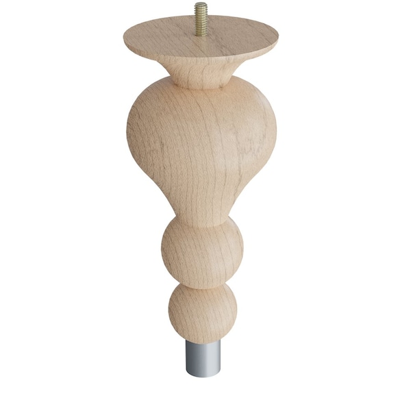 Designs Of Distinction 9" Tipt Toe Bun Foot with bolt and 1" Brushed Aluminum Ferrule - Hardwood 01242009MABA6 - main